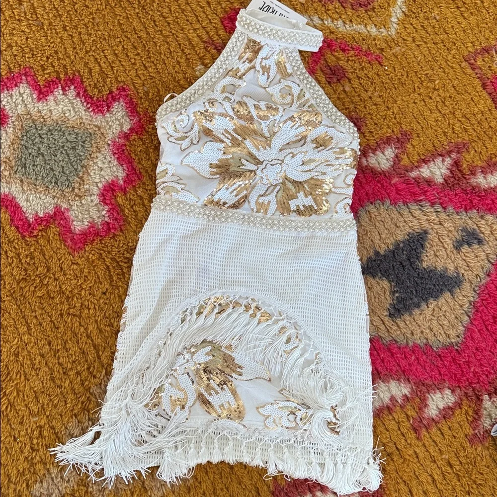 12th tribe like gold dust sequin fringe mini dress - Picture 7 of 7